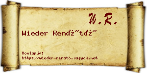 Wieder Renátó névjegykártya